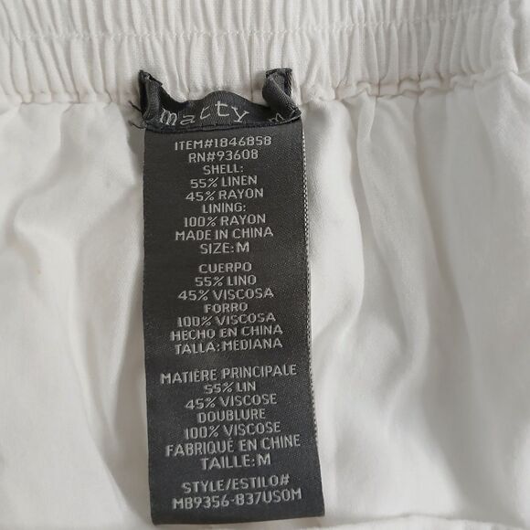Matty M Women's M Tiered Linen Blend Skirt Elastic Waist with Pockets White New - Picture 6 of 8
